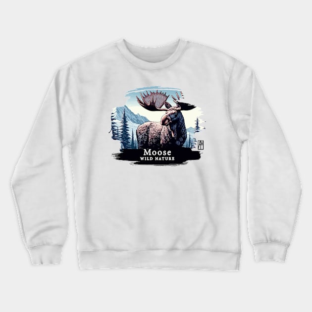 Moose- WILD NATURE - MOSE -4 Crewneck Sweatshirt by ArtProjectShop